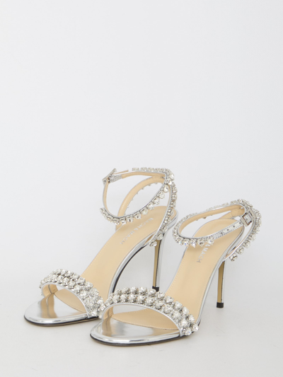 Shop Mach &amp; Mach Audrey Crystal Sandals In Silver