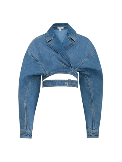 Shop Alaïa Crossover Jackt In Bleu Vintage