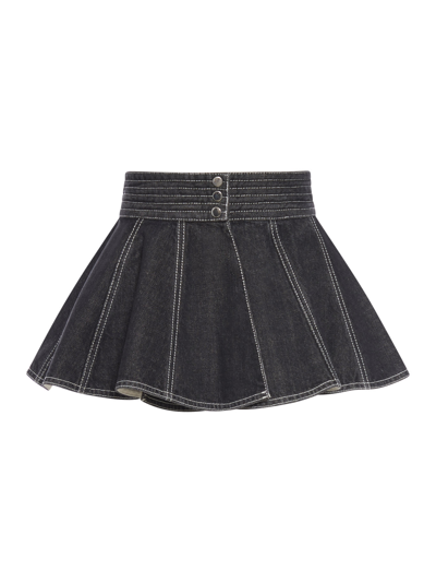 Shop Alaïa Belt Skirt Acc In Denim Noir