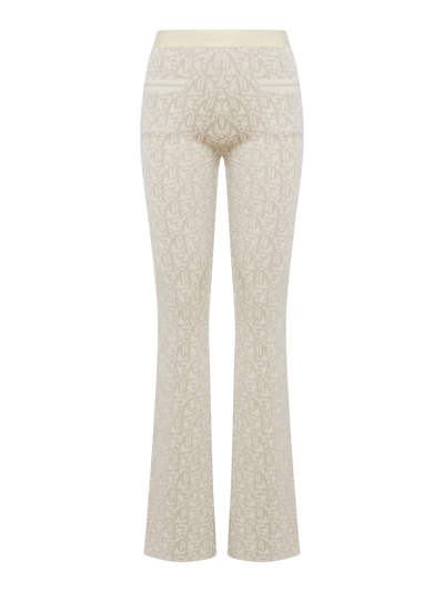 Shop Palm Angels Monogram Jqrd Knit Pants In Off White Beige