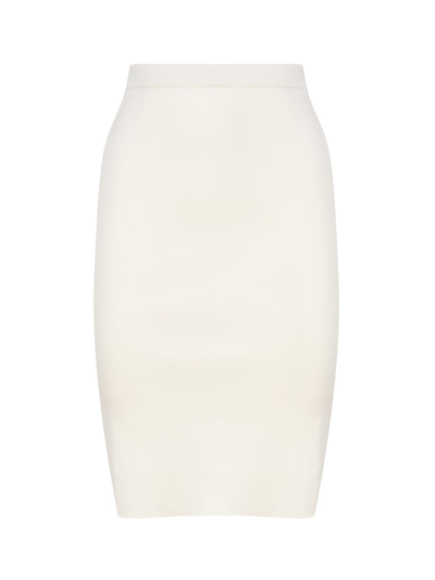 Shop Saint Laurent Knitted Pencil Skirt In Cream