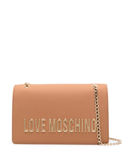 Shop Love Moschino Shoulder Bag In Camel