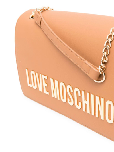 Shop Love Moschino Shoulder Bag In Camel
