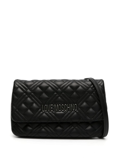 Shop Love Moschino Quilted Small Crossbody In A Black