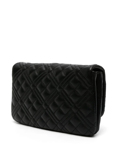 Shop Love Moschino Quilted Small Crossbody In A Black