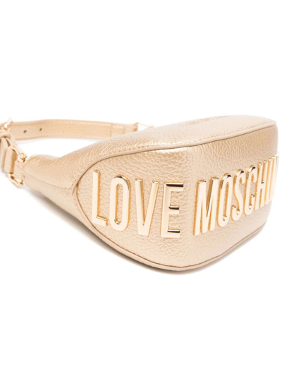 Shop Love Moschino Laminated Shoulder Bag In A Gold