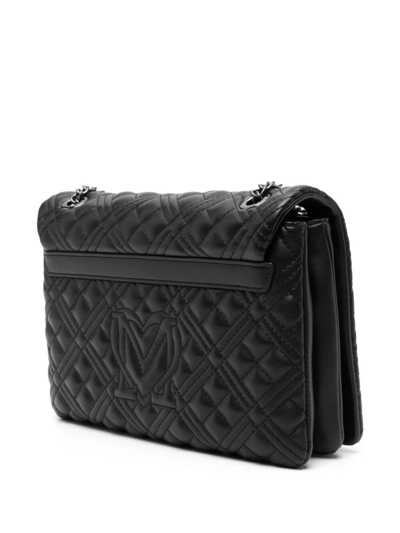 Shop Love Moschino Quilted Shoulder Bag In A Black