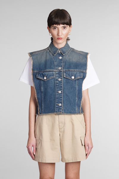 Shop Isabel Marant Tyra Vest In Blue Cotton