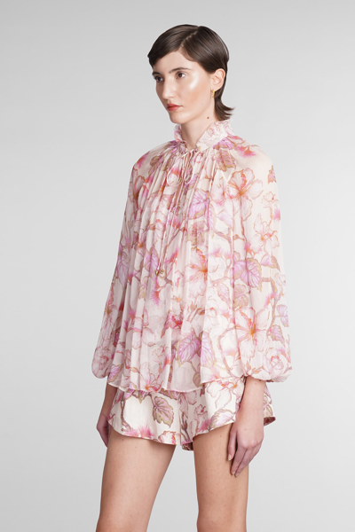 Shop Zimmermann Blouse In Rose-pink Viscose