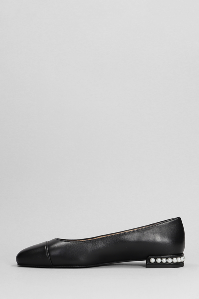 Shop Stuart Weitzman Pearl Flat Ballet Flats In Black Leather