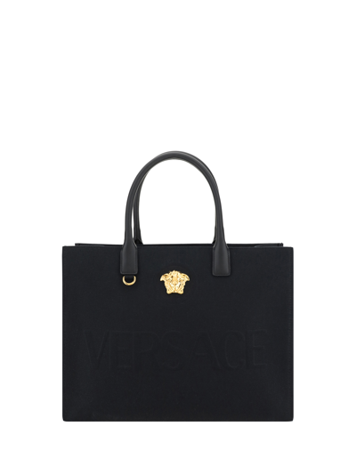 Shop Versace La Medusa Handbag In Black- Gold