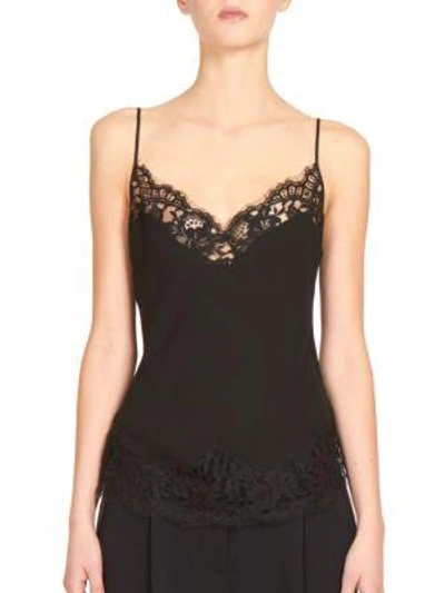 Shop Givenchy Lace-trim Silk Camisole In Black