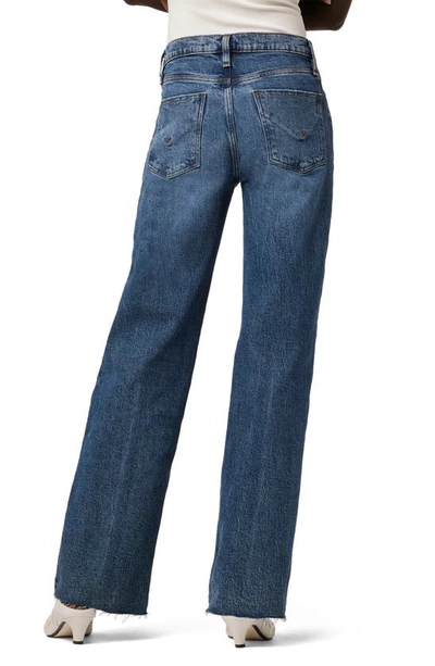 Shop Hudson Rosie High Waist Raw Hem Wide Leg Jeans In Apollo