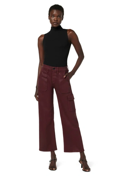 Shop Hudson Rosie High Waist Wide Leg Cargo Pants In Coated Bordeaux