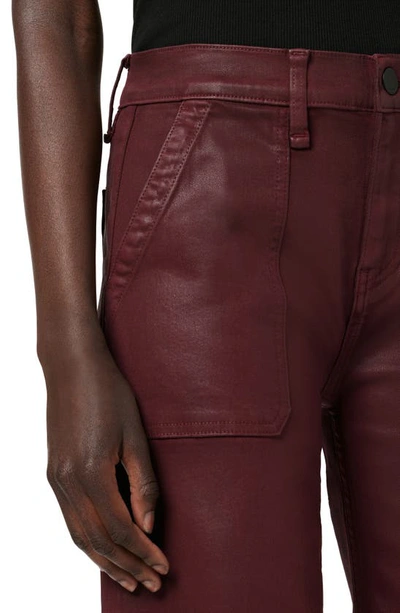 Shop Hudson Rosie High Waist Wide Leg Cargo Pants In Coated Bordeaux