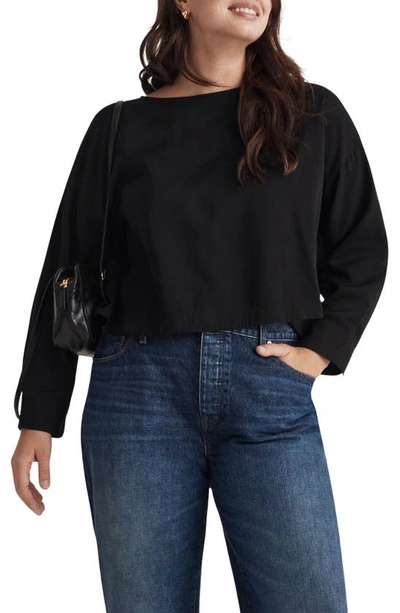Shop Madewell Relaxed Tulip Back Crop Top In True Black