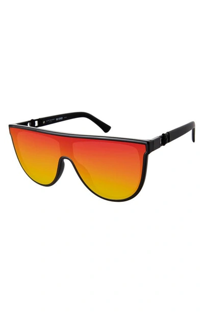 Shop Kurt Geiger Regent 99mm Oversize Shield Sunglasses In Black/ Rainbow