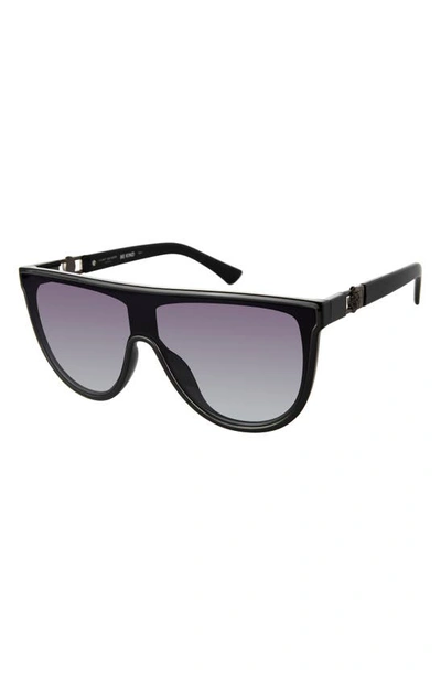 Shop Kurt Geiger Regent 99mm Oversize Shield Sunglasses In Black/ Grey Shad Violet