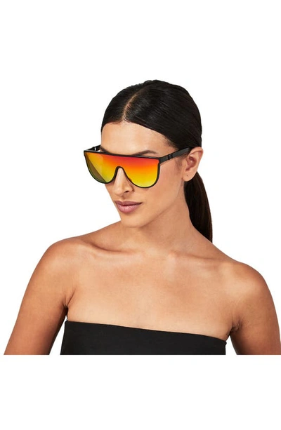 Shop Kurt Geiger Regent 99mm Oversize Shield Sunglasses In Black/ Rainbow