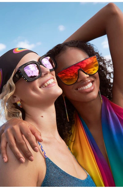 Kurt Geiger 99mm Oversize Flat Top Sunglasses In Black/ Rainbow