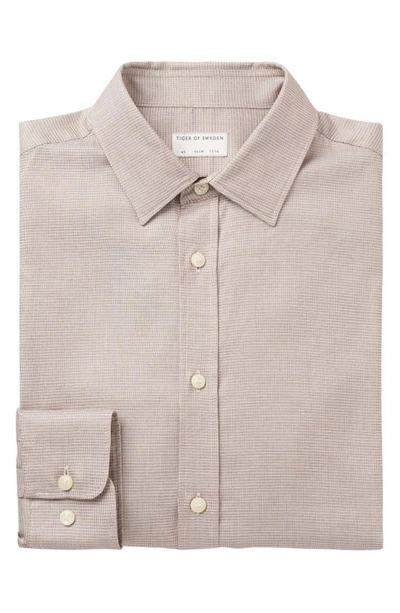 Shop Tiger Of Sweden Adley Slim Fit Grid Check Cotton Button-up Shirt In Brown