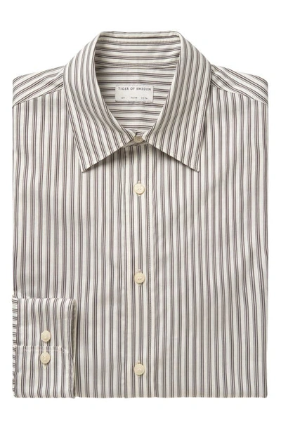 Shop Tiger Of Sweden Lowan Slim Fit Stripe Cotton Button-up Shirt In Winter White