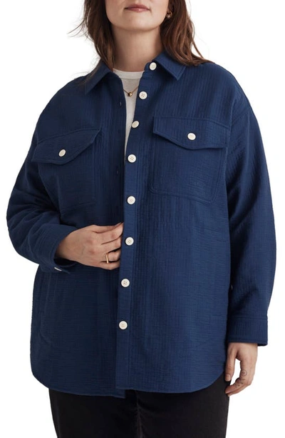 Shop Madewell Superoversize Shirt Jacket In Passport Blue