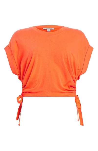 Shop Allsaints Marcy Ruched T-shirt In Zesty Orange
