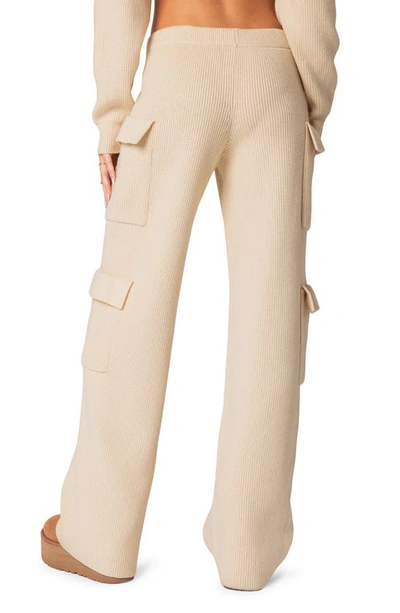 Edikted Wynter Cargo Sweater Pants In Cream