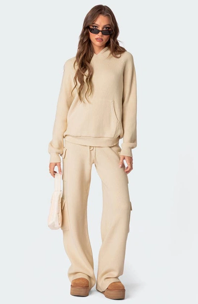 Edikted Wynter Cargo Sweater Pants In Cream