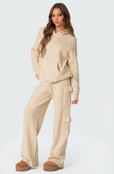 Edikted Wynter Cargo Sweater Pants In Cream