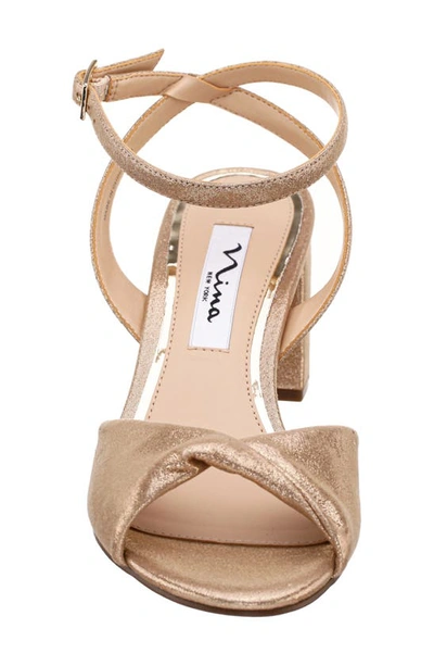 Shop Nina Nigella Glitter Ankle Wrap Sandal In Taupe Reflective Suedette
