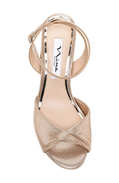 Shop Nina Nigella Glitter Ankle Wrap Sandal In Taupe Reflective Suedette