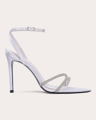 Shop Black Suede Studio Women's Ace Crystal Sandal In Lilac Hint Satin / Crystal Stones