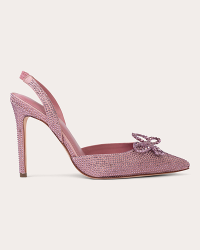 Shop Black Suede Studio Women's Rosalina Crystal Bow Pump In Dusty Rose Satin / Matching Stones