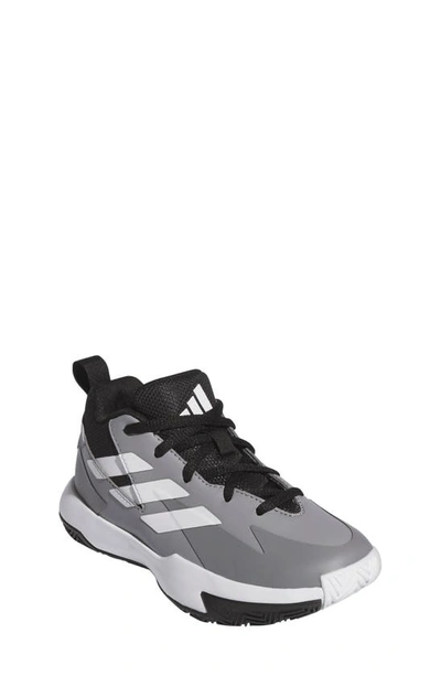 Shop Adidas Originals Kids' Cross Em Up Mid Basketball Sneaker In Grey/ White/ Black