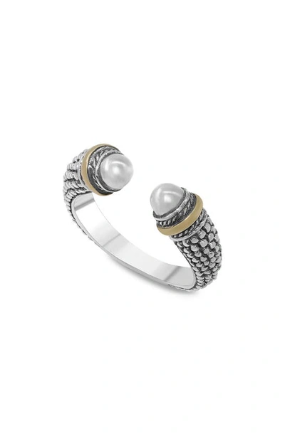 Shop Samuel B. Sterling Silver & 18k Gold Freshwater Pearl Open Band Ring In Silver And Gold