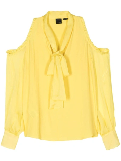 Shop Pinko Off-the-shoulder Blouse In Yellow