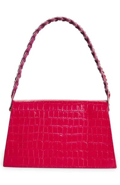Shop Anima Iris Zaya Croc Embossed Leather Shoulder Bag In Pink