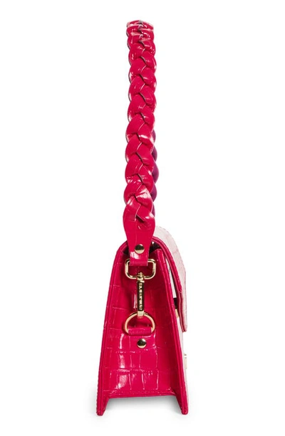 Shop Anima Iris Zaya Croc Embossed Leather Shoulder Bag In Pink