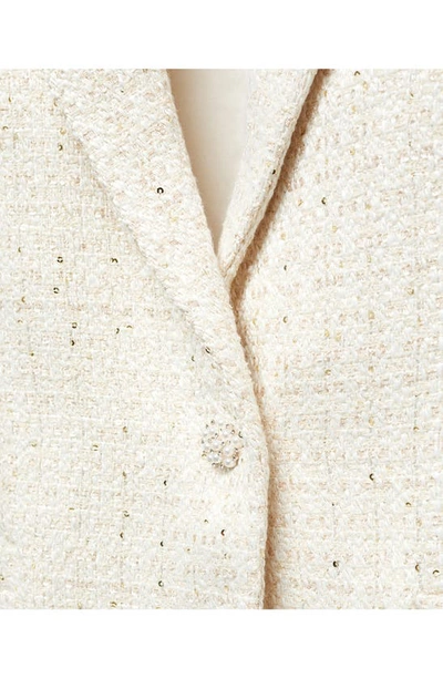 Mango Imitation Pearl Button Tweed Jacket In Ecru