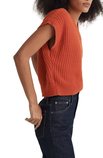 Shop Madewell Waffle Knit Sweater Vest In Roasted Squash