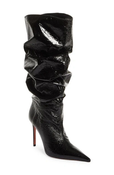 Crackled Faux Patent Leather Boot