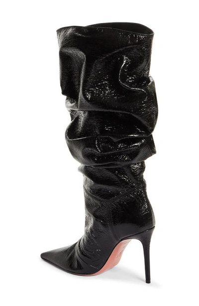 Shop Amina Muaddi Jahleel Pointed Toe Boot In Crackle Black