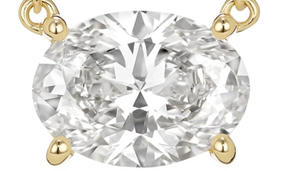 Shop Lightbox 1-carat Lab Grown Diamond Oval Pendant Necklace In 14k Yellow Gold