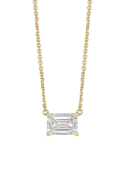 Shop Lightbox 1-carat Lab Grown Diamond Emerald Cut Pendant Necklace In 14k Yellow Gold