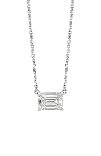 Shop Lightbox 1-carat Lab Grown Diamond Emerald Cut Pendant Necklace In 14k White Gold