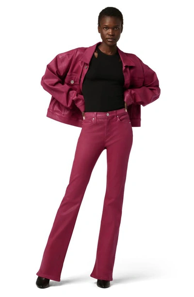 Shop Hudson Barbara High Waist Coated Bootcut Jeans In Coated Beet Red