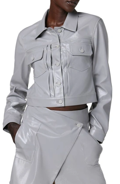 Shop Hudson Lola Shrunken Coated Trucker Jacket In Ultimate Gray