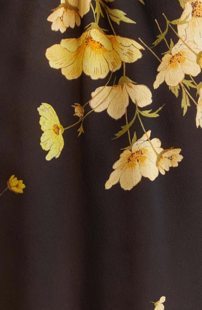 Shop Giambattista Valli Floral Tie Neck Sleeveless Silk Top In Black/ Yellow